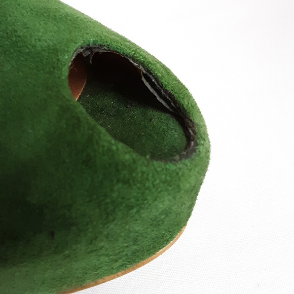 ZARA Emerald w/ Gold Peep Toe Heels - Picture 7 of 9